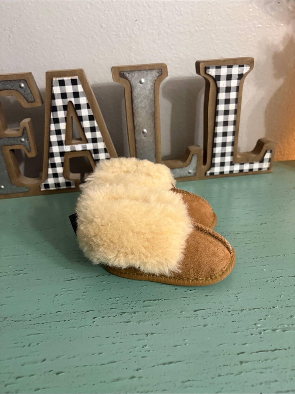 UGG Chestnut and Cream Sheepskin Infant Slippers